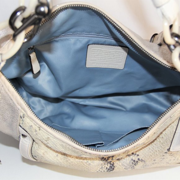 Coach Kristin Python & Silver Linen Large Hobo Bag - Picture 8 of 12